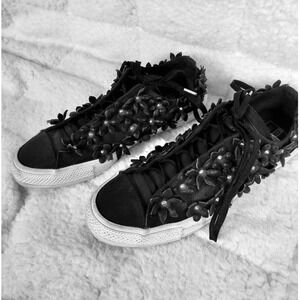 Converse x PatBo Floral 3D Applique‎ Studded Flowers Low Top Sneakers Black Pink